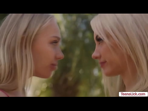 Teen blonde confronts her busy friend while they are on a vacation.After that,they start kissing and licking their pink pussies on the couch.