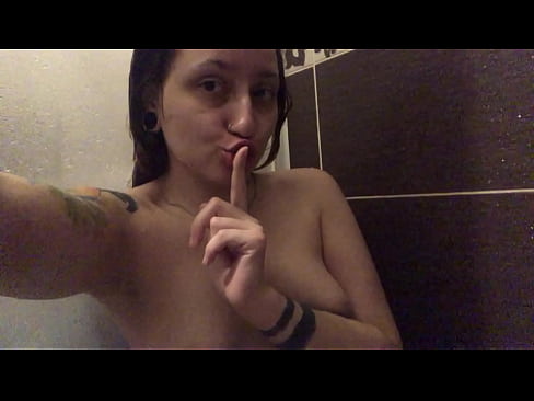 Asian caresses herself in the shower