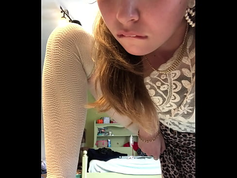 blonde masturbates in skirt