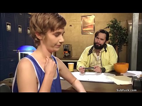 Basketball coach Tommy Pistol rough bangs hairy pussy short haired brunette journalist Mercy West then with players double penetration bangs her