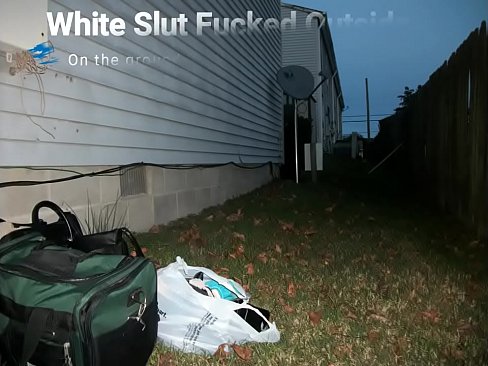 white slut fucks outside