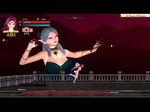 Big woman kisses pink haired lady in lesbian scene of Guilty hell erotic hentai ryona gameplay