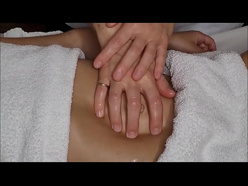 Girl with outie bellybutton belly massage