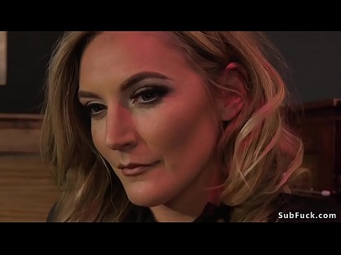 Extreme hot blonde mistress Mona Wales in lingerie plays with her male toy and puts him in different bondage positions  Extreme hot blonde mistress Mona Wales in lingerie plays with her male toy and puts him in different bondage positions