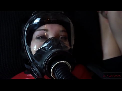 Extra Kinky Slippery Latex Sack with Gas Mask and Lesbian Edging
