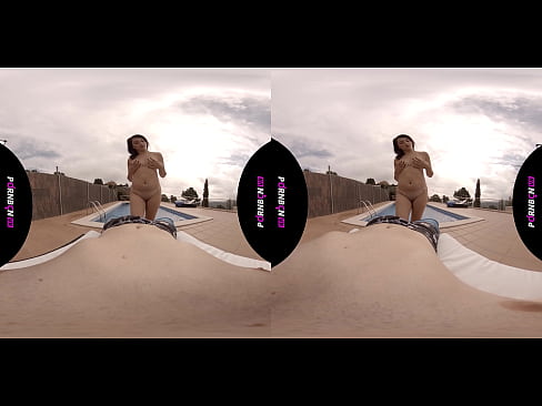 PORNBCN VR 4K | Pov fucking with the young neighboor in the swimming pool | The teen Mia Navarro blowjob footjob masturbation virtual reality