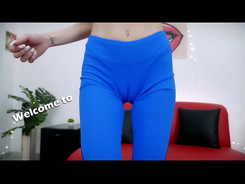 Thin Blonde Babe Wearing Tight Yoga Pants Exposes Very Deep Cameltoe Round Butt Ass & Round Boobs