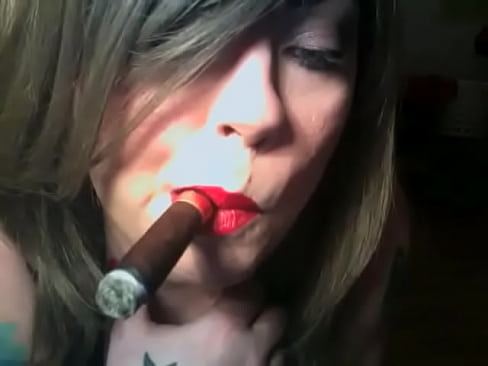 Chubby Domme Using A Holder To Smoke Her Cigar - Smoking Fetish