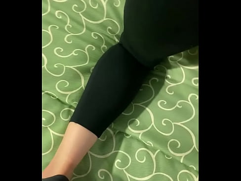 Jessica, doggy style wearing leggings and rubbing her tight pussy