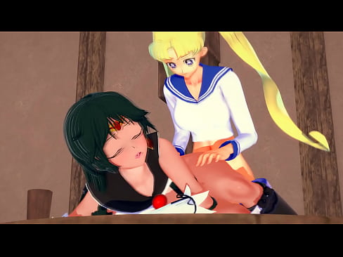 Sailor Moon - Setsuna Meio sucks, swallows cum and gets fucked by Usagi Tsukino - Futanari Animation