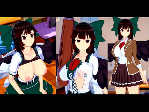 【エロゲーコイカツ!】東方project 霊烏路空のおっぱい揉んで仁王立ち手コキフェラ奉仕してもらってからのセックス!爆乳エロアニメ【ヘンタイゲーム】