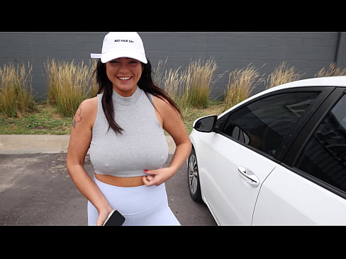 Big Natural Tits Alexis Kay gets picked up in the gym and fucked in her car for a creampie