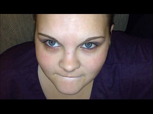 Sexy blue eye babe wearing makeup sucks and swallow a huge load of cum