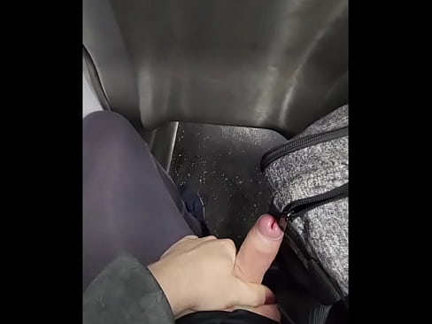 Easy access masturbation and cum on the train