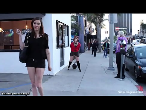 Mistress Princess Donna Dolore public humiliate chained slave Jodi Taylor on the streets then makes her fuck in the crowded bar and get facial