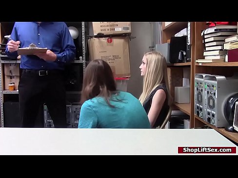 Blonde shoplifter doggystyled in front of her bf