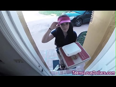 Real pizza delivery teen fucks and gets facial for cash tip