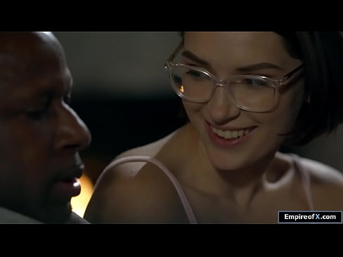 A black guy fucking her small tits white brunette friend
