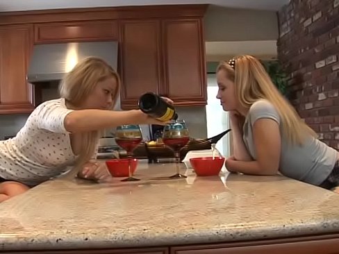 Two naughty blonde cuties Aiden Starr and Brooke Scott decided to get up to mischief for a while just a touch in the kitchen