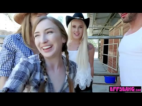Stunnig cowgirl babes lured a stranger into fuck