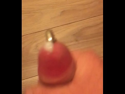 Pierced cock cumming pierced Prince Albert cum handjob