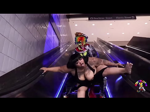 Gibby The Clown fucks BBW on escalator