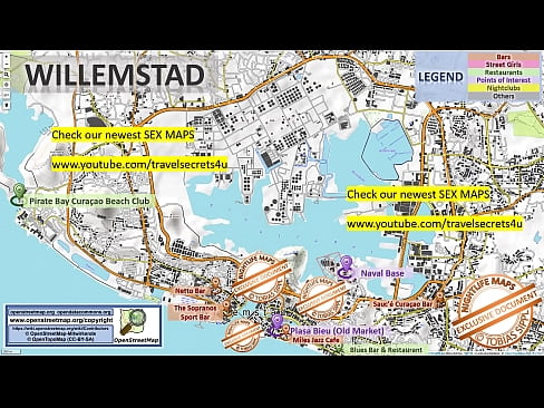 Street Map of Willemstaad, Curacao with Indication where to find Streetworkers, Freelancers and Brothels. Also we show you the Bar, Nightlife and Red Light District in the City