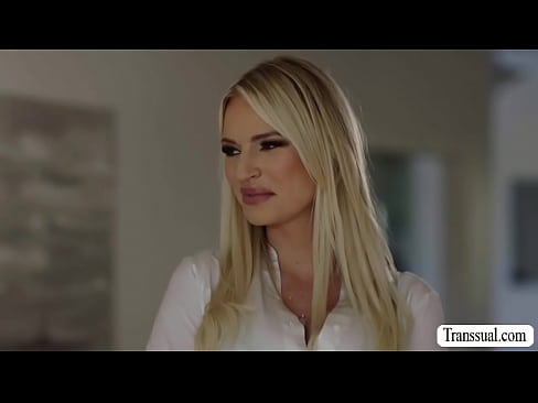Busty real estate agent tours her shemale client and she lets her lick her pussy passionately before she fucks it so deep and hard.