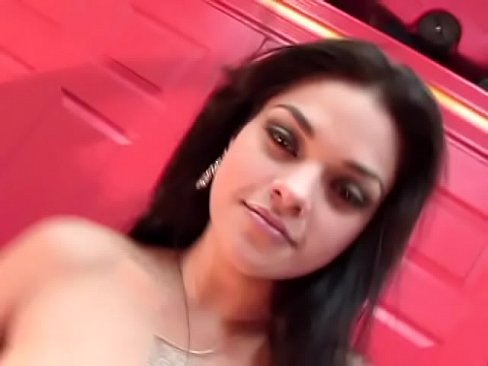 Latina brunette teen r very happy when takes hard cock in her pussy