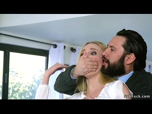 Real estate agent Tommy Pistol ties hot blonde Riley Reyes and used her as a bargaining chip for home buyers who double penetration and gangbang fucked her in bondage