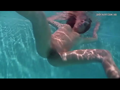 Submerged underwater teen babe gets horny