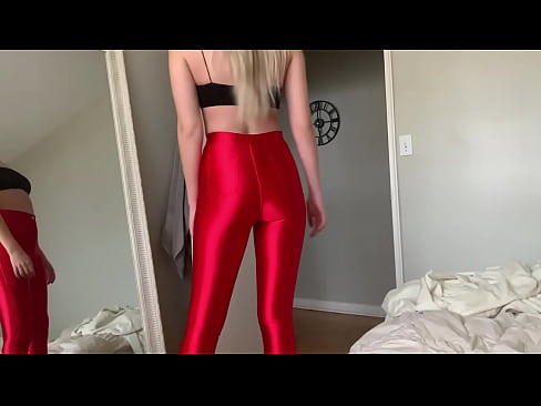 Depressingly Stunning Blonde in Red Spandex Disco Pants
