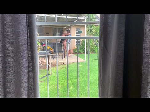 I caught my neighbours fucking outside in the backyard