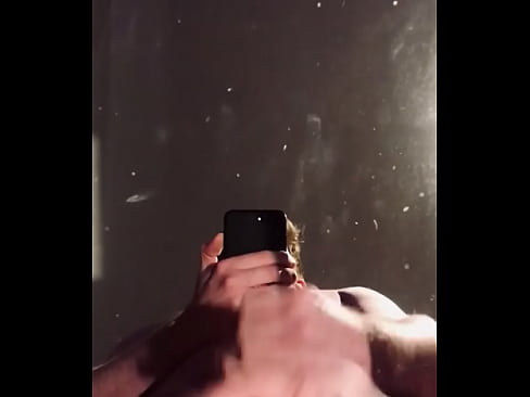 Justforfunokay shoots a huge load making a mess all over his mirror