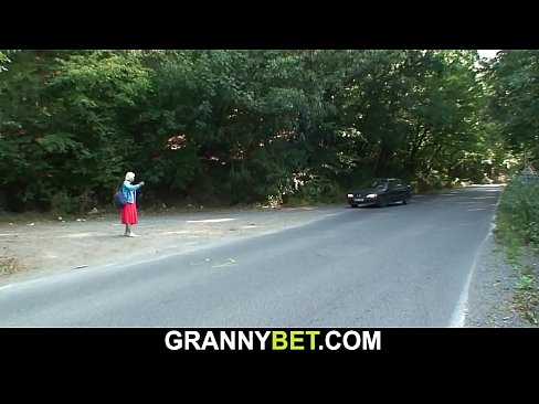70 years old blonde granny picked up and fucked