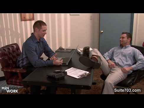 Gorgeous gay gets ass banged in the office