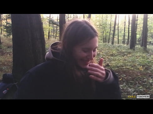 Russian girl gives a blowjob in a German forest (family homemade porn).  Russian girl gives a blowjob in a German forest (family homemade porn).