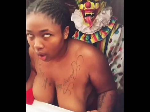 Clown fucks ebony bbw in her new house