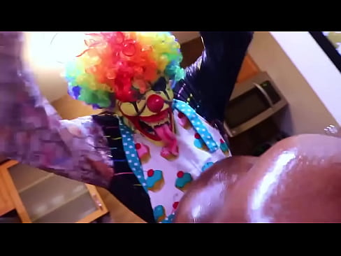 Clown turns pornstar ass into a real birthday cake