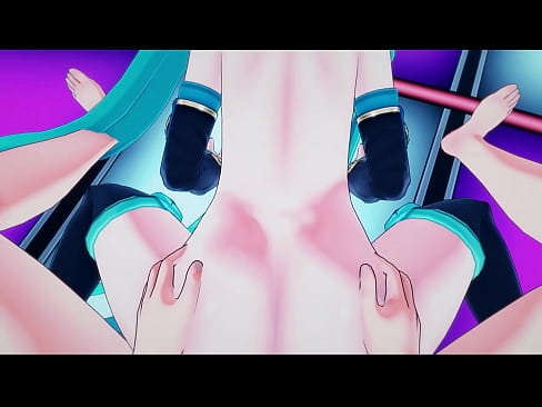 Hatsune Mike pleasures her pussy on stage, gets fucked by a lucky fan POV.