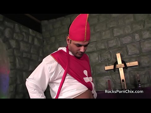 Chubby blonde rough fuck in church
