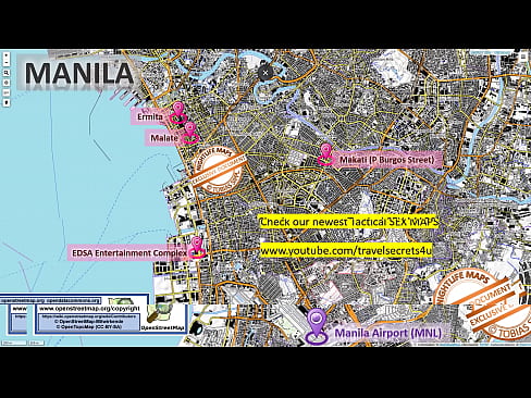 Street Map of Manila, Phlippines with Indication where to find Streetworkers, Freelancers and Brothels. Also we show you the Bar and Nightlife Scene in the City.