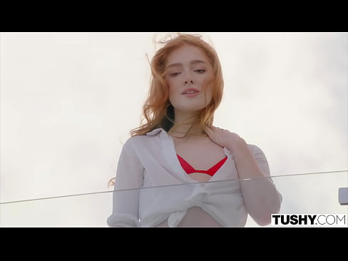 TUSHY Gorgeous redhead dped in threesome