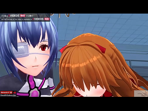 エロアニメ エヴァのアスカ、綾波レイと3P 貝合わせ、ダブルフェラ、中出し Sample