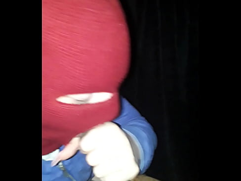 Blowjob in mask. Quick dick suck
