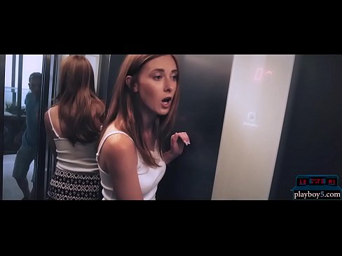 European MILF slut picks up a guy in a lift and they have sex