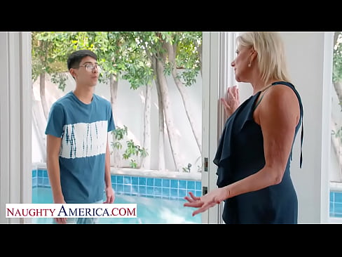 Naughty America - Payton Hall sexually takes over and shows this young lad what she's all about!