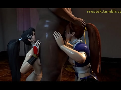 Momiji and Kasumi sucking cock and licking ass