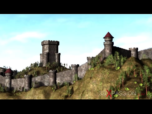 Dwarf knight plays with a sexy young princess slave in the medieval castle