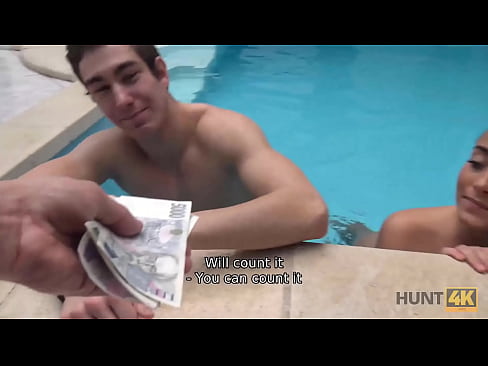 HUNT4K. Swimming pool is a nice place for guy to fuck boys GF for cash